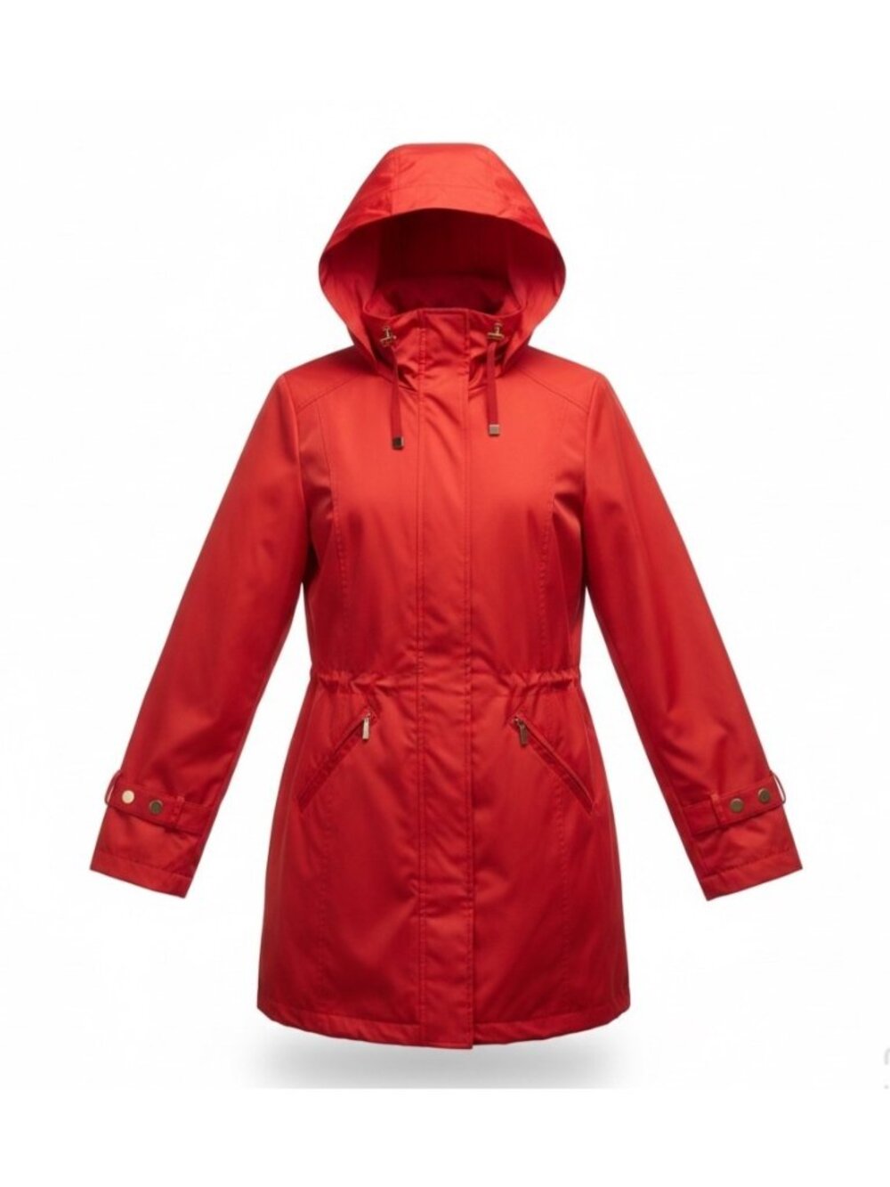Lord & Taylor Womens Red Hooded Rain Jacket Adjustable Waist Size S/P